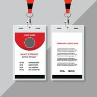 modern en schoon bedrijf ID kaart kaart sjabloon. zakelijke modern bedrijf ID kaart kaart ontwerp sjabloon met rood kleur. professioneel ID kaart kaart ontwerp sjabloon. bedrijf werknemer ID kaart kaart sjabloon. vector