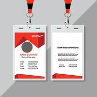 modern en schoon bedrijf ID kaart kaart sjabloon. zakelijke modern bedrijf ID kaart kaart ontwerp sjabloon met rood kleur. professioneel ID kaart kaart ontwerp sjabloon. bedrijf werknemer ID kaart kaart sjabloon. vector