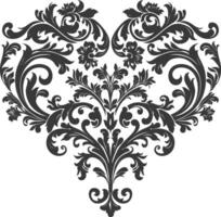 silhouet haard vorm barok ornament met filigraan bloemen element zwart kleur enkel en alleen vector