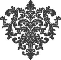 silhouet haard vorm barok ornament met filigraan bloemen element zwart kleur enkel en alleen vector