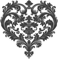 silhouet haard vorm barok ornament met filigraan bloemen element zwart kleur enkel en alleen vector