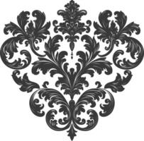 silhouet haard vorm barok ornament met filigraan bloemen element zwart kleur enkel en alleen vector