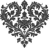 silhouet haard vorm barok ornament met filigraan bloemen element zwart kleur enkel en alleen vector