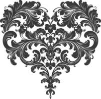 silhouet haard vorm barok ornament met filigraan bloemen element zwart kleur enkel en alleen vector