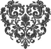 silhouet haard vorm barok ornament met filigraan bloemen element zwart kleur enkel en alleen vector