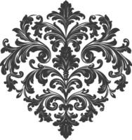 silhouet haard vorm barok ornament met filigraan bloemen element zwart kleur enkel en alleen vector