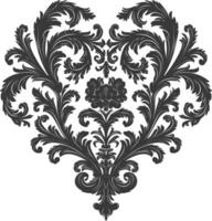 silhouet haard vorm barok ornament met filigraan bloemen element zwart kleur enkel en alleen vector