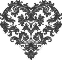 silhouet haard vorm barok ornament met filigraan bloemen element zwart kleur enkel en alleen vector