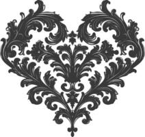 silhouet haard vorm barok ornament met filigraan bloemen element zwart kleur enkel en alleen vector