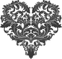 silhouet haard vorm barok ornament met filigraan bloemen element zwart kleur enkel en alleen vector