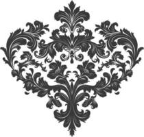 silhouet haard vorm barok ornament met filigraan bloemen element zwart kleur enkel en alleen vector