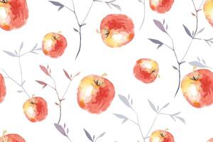 naadloos patroon appel en blad geschilderd aquarel.ontworpen voor kleding stof luxueus en behang, wijnoogst stijl.botanisch patroon illustratie.fruit patroon achtergrond. vector