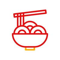 noodle icoon duokleur rood geel Chinese illustratie vector