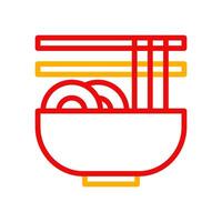 noodle icoon duokleur rood geel Chinese illustratie vector