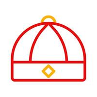 hoed icoon duokleur rood geel Chinese illustratie vector