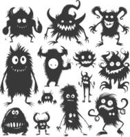 silhouet grappig monsters verzameling reeks zwart kleur enkel en alleen vector