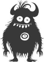 silhouet grappig monster zwart kleur enkel en alleen vector