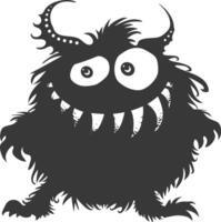 silhouet grappig monster zwart kleur enkel en alleen vector