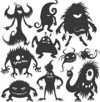 silhouet grappig monsters verzameling reeks zwart kleur enkel en alleen vector