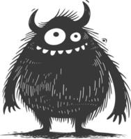 silhouet grappig monster zwart kleur enkel en alleen vector