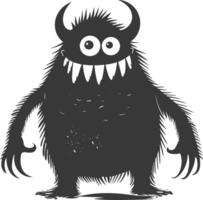 silhouet grappig monster zwart kleur enkel en alleen vector