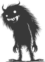 silhouet grappig monster zwart kleur enkel en alleen vector