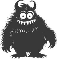 silhouet grappig monster zwart kleur enkel en alleen vector