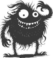 silhouet grappig monster zwart kleur enkel en alleen vector