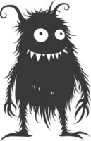 silhouet grappig monster zwart kleur enkel en alleen vector