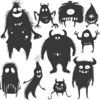 silhouet grappig monsters verzameling reeks zwart kleur enkel en alleen vector