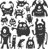 silhouet grappig monsters verzameling reeks zwart kleur enkel en alleen vector