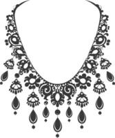 silhouet sieraden ketting accessoires zwart kleur enkel en alleen vector