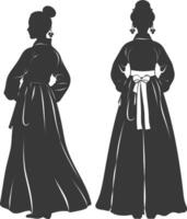 silhouet onafhankelijk Koreaans Dames vervelend hanbok zwart kleur enkel en alleen vector