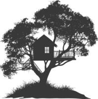 silhouet boom huis zwart kleur enkel en alleen vector