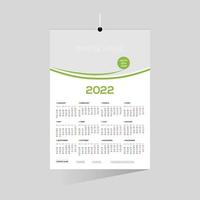 groen gekleurde 12 maanden 2022 wandkalender vector