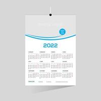 cyaan gekleurde 12 maanden 2022 wandkalender vector