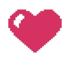 pixel roze hart kunst. symbool van liefde bestaat van vierkant. Gezondheid icoon in 8-bits spel. Cupido, passie, Leuk vinden. Valentijn dag. geïsoleerd element. spel ui, gebruiker koppel. kleur illustratie vector