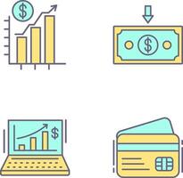 tabel omhoog en geld naar beneden icoon vector