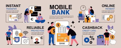 infographics voor mobiele bank-apps vector