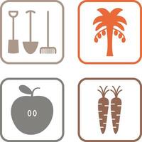 tuinieren gereedschap en palm boom icoon vector