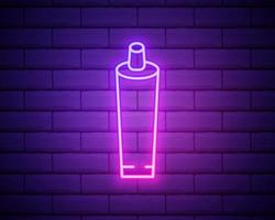 gloeiende neon lijn tube tandpasta pictogram geïsoleerd op bakstenen muur achtergrond. vector illustratie