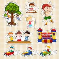 Sticker set voor kinderen spelen vector