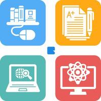digitaal bibliotheek en essay icoon vector