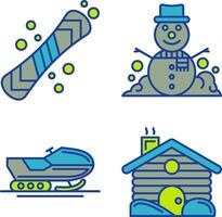 snowboard en sneeuwman icoon vector