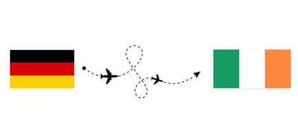 vlucht en reis van duitsland naar ierland per passagiersvliegtuig reisconcept vector