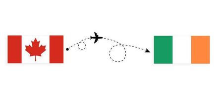 vlucht en reis van Canada naar Ierland per reisconcept voor passagiersvliegtuigen vector
