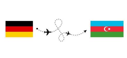 vlucht en reis van duitsland naar azerbeidzjan per passagiersvliegtuig reisconcept vector
