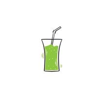 hand getrokken glas smoothie met stroillustratie. doodle cartoon stijl vector