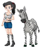 Mooi meisje en schattige zebra vector