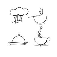 hand getrokken keuken gebruiksvoorwerp illustratie met doodle stijl vector geïsoleerd